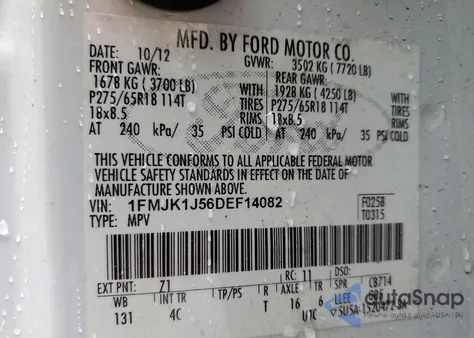 2013 Ford Expedition El Xlt z USA, uszkodzony, nr VIN 1FMJK1J56DEF14082